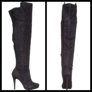 Thalia Sodi Over-The-Knee silver Metallic Boot Size 8.5